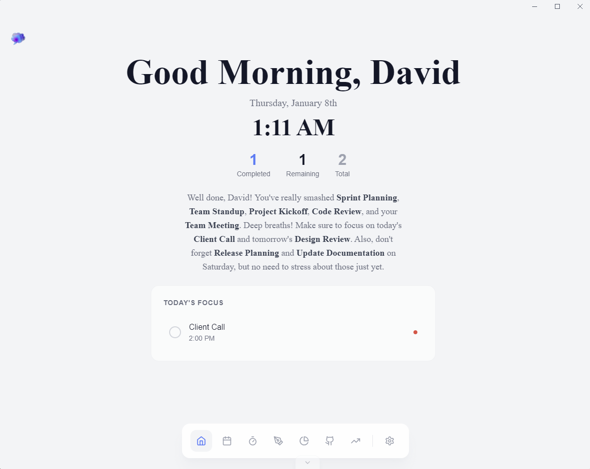 ThoughtsPlus Dashboard - Focus Centric